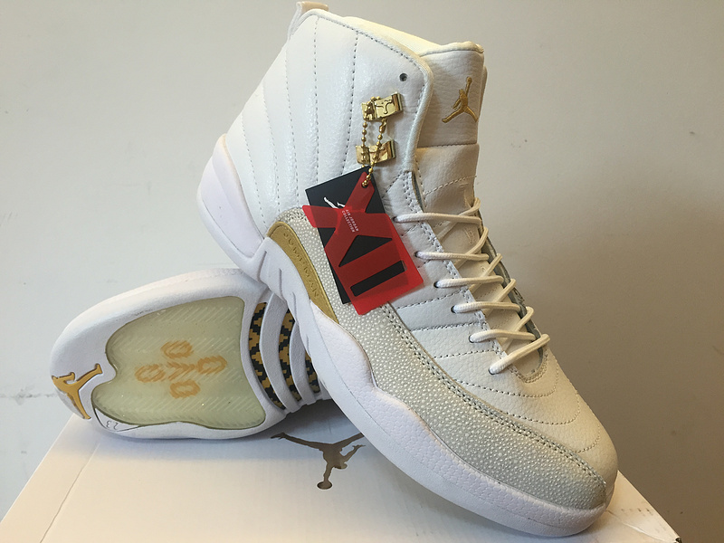 Classic Air Jordan 12 White Gold Shoes